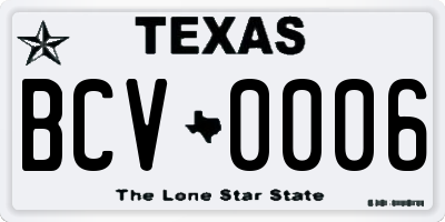 TX license plate BCV0006