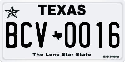 TX license plate BCV0016