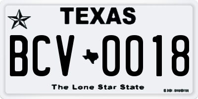 TX license plate BCV0018