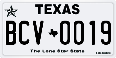 TX license plate BCV0019