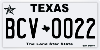 TX license plate BCV0022