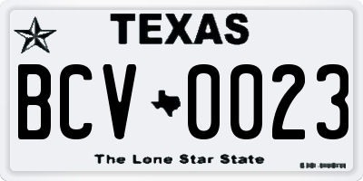 TX license plate BCV0023