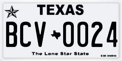 TX license plate BCV0024