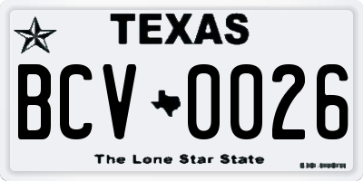 TX license plate BCV0026