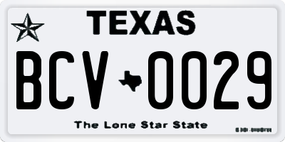 TX license plate BCV0029