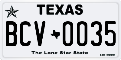 TX license plate BCV0035