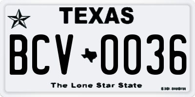 TX license plate BCV0036