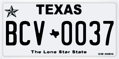 TX license plate BCV0037