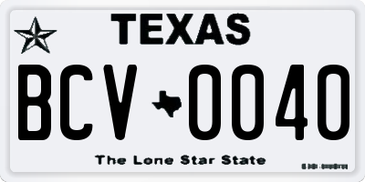 TX license plate BCV0040