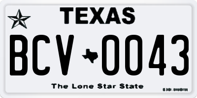 TX license plate BCV0043