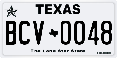 TX license plate BCV0048