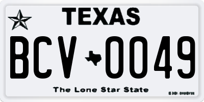 TX license plate BCV0049