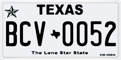 TX license plate BCV0052