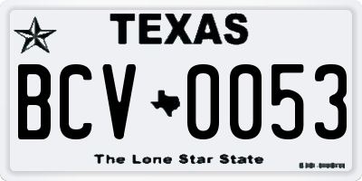 TX license plate BCV0053