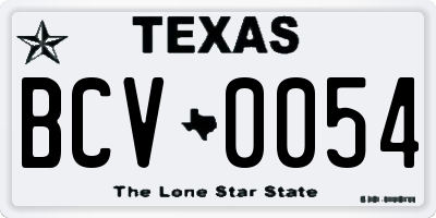 TX license plate BCV0054