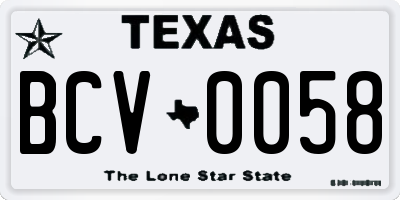 TX license plate BCV0058
