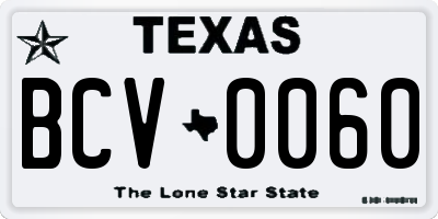 TX license plate BCV0060