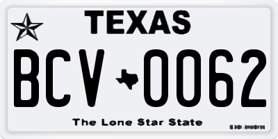 TX license plate BCV0062