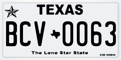 TX license plate BCV0063