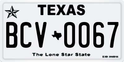 TX license plate BCV0067
