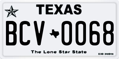 TX license plate BCV0068