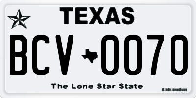 TX license plate BCV0070