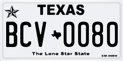 TX license plate BCV0080