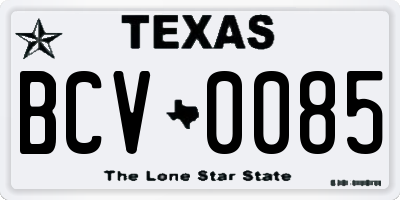 TX license plate BCV0085