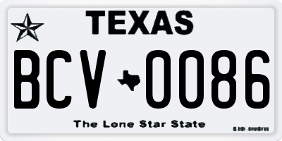 TX license plate BCV0086