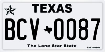 TX license plate BCV0087