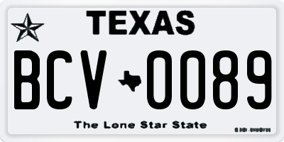 TX license plate BCV0089