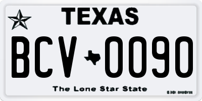 TX license plate BCV0090