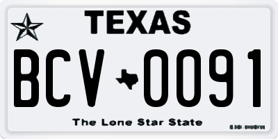 TX license plate BCV0091