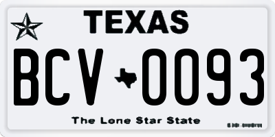 TX license plate BCV0093