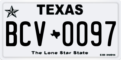 TX license plate BCV0097