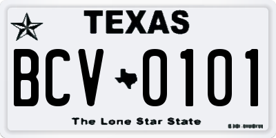 TX license plate BCV0101