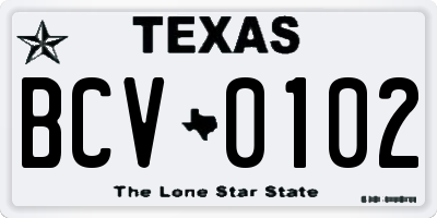 TX license plate BCV0102
