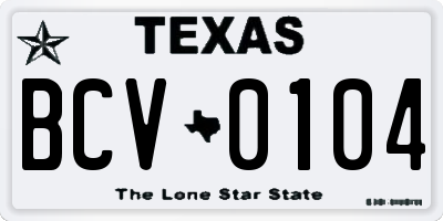 TX license plate BCV0104