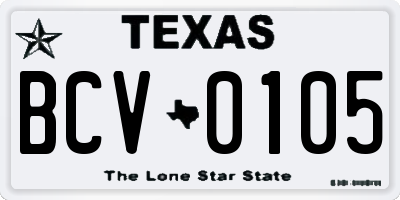TX license plate BCV0105