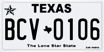 TX license plate BCV0106