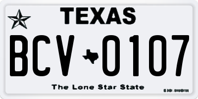 TX license plate BCV0107