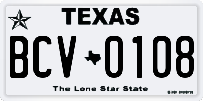 TX license plate BCV0108