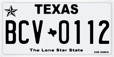 TX license plate BCV0112