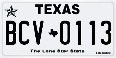 TX license plate BCV0113