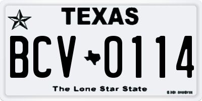 TX license plate BCV0114