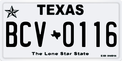 TX license plate BCV0116