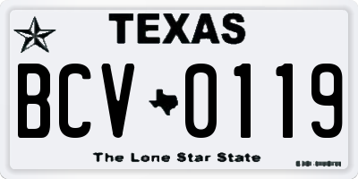 TX license plate BCV0119