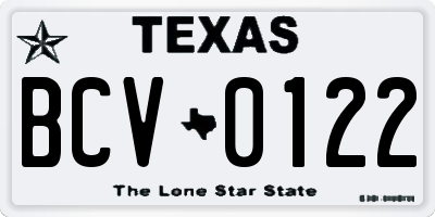 TX license plate BCV0122