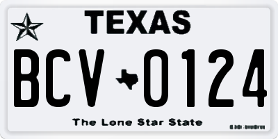 TX license plate BCV0124