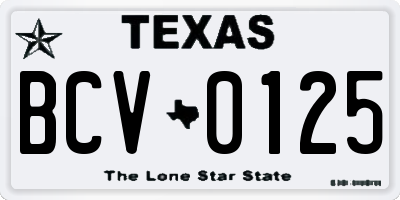 TX license plate BCV0125